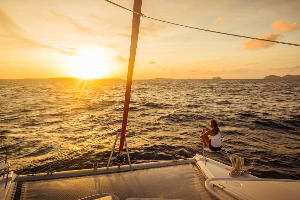 Sunrise on a catamaran