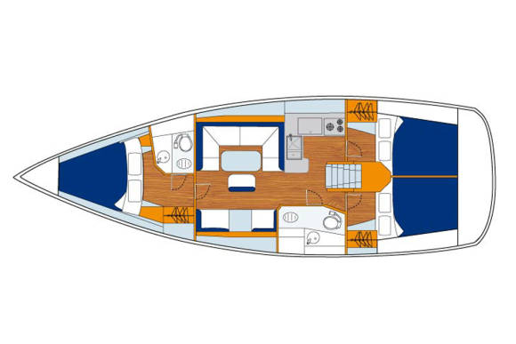 Floor plan of Sunsail 41 - 3 cabin