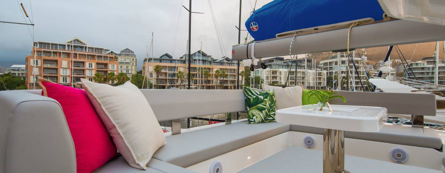 Sunsail 454L catamaran lounge