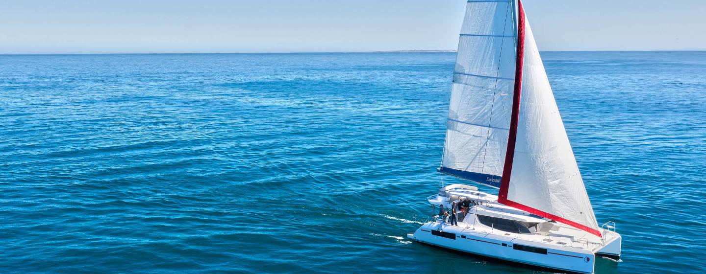 Sunsail 454L catamaran under sail