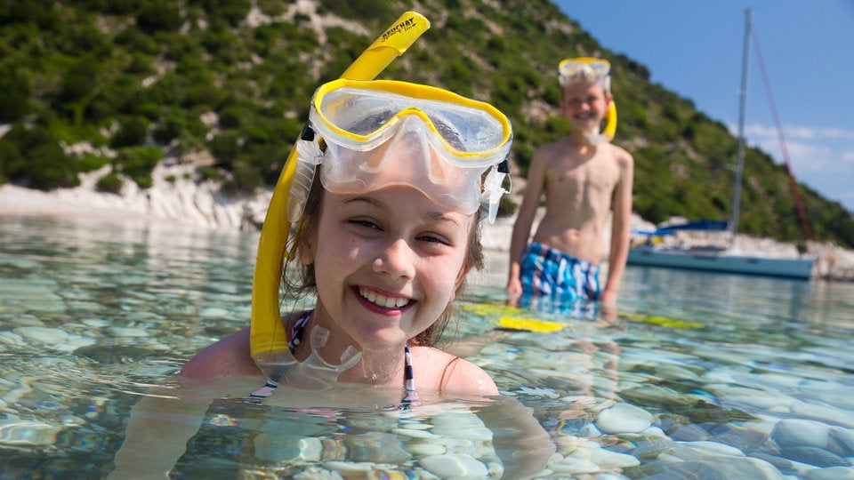 Sunsail sailing vacation with children in Croatia, snorkeling near Vis Sunsail sailing vacation with children in Croatia, snorkeling near Vis